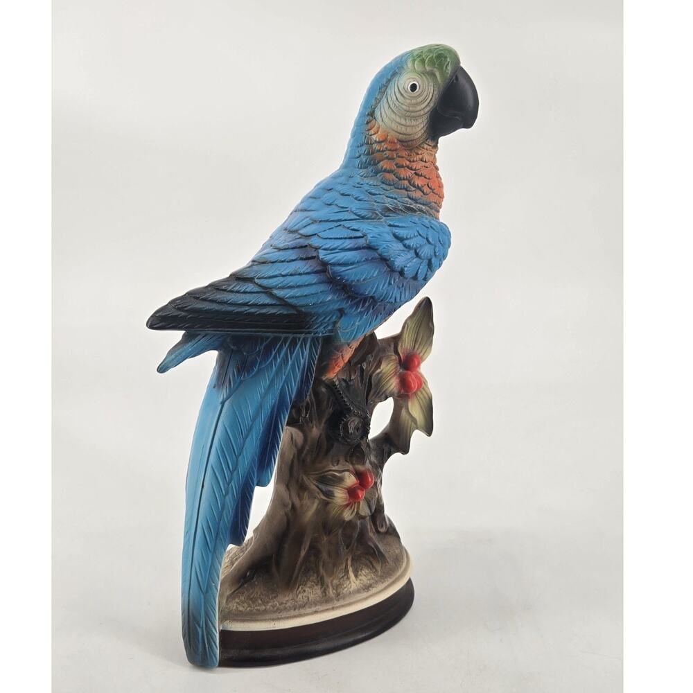 Mid Century 1960s Japanese Ceramic Blue Macaw Parrot Figurine Vintage 11 Inch - Picture 6 of 12